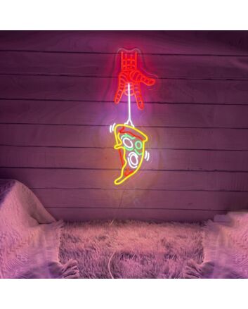Brighten Up Your Pizza Shop, Kitchen, or Weekend Bash with the Pizza Led Neon Sign Hand Pizza Storefront Sign Wall Art.