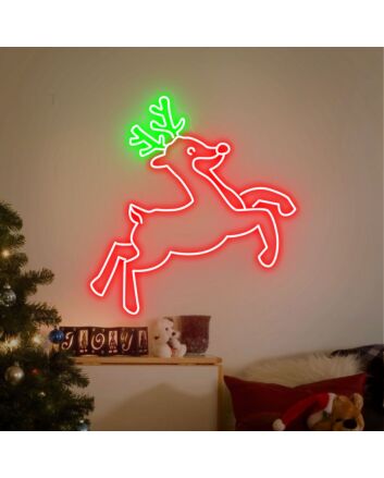 Bring the festive glow to your celebrations and spaces with Reindeer Led Neon Sign Home Neon Wall Art, perfect for Christmas Decor, office festivities, and holiday-themed bars.