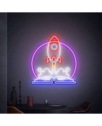 Brighten Your Child&#039;s Space and Celebrations: Rocket Wall Art Decor Rocket Launching LED Neon Sign for Kids&#039; Room, Parties, and Playrooms.