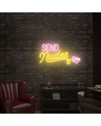 Brighten Up Your Bedroom, Bar, or Bachelor Pad with &quot;Send Nudes&quot; LED Neon Sign Flex Wall Art - The Ultimate Conversation Starter