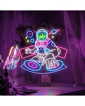 Elevate Your Space Adventure: Spaceman LED Neon Sign DJ Astronaut Neon Light Sign Wall Art for Home, Office, and Entertainment Venues.