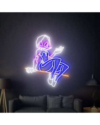 Elevate Your Space: Spider Gwen Led Neon Sign Wall Art for Enthralling Home Decor, Office Vibes, and Electrifying Party Atmospheres