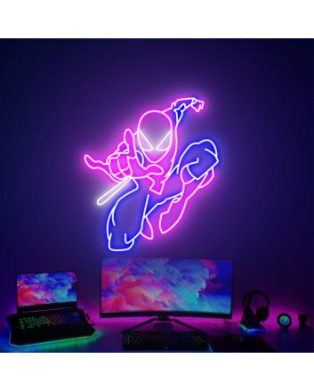 Brighten Your Kid&#039;s Bedroom, Playroom, or Celebrate Superhero-Themed Parties with Spiderman Led Neon Sign Wall Art Superhero Decor.