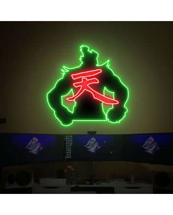 Level Up Your Game Room, Office, or Bar Ambiance with the Street Fighter Led UV Neon Sign Akuma With Printing Acrylic Backboard