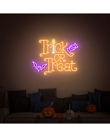 Spookify Your Space: Track Or Treat Led Neon Sign Perfect for Halloween Parties, Home, and Storefronts.