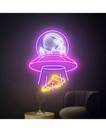 Brighten Up Your Space Adventure: Ufo Spaceman Led Neon Sign for Creative Home, Bedroom, Office, and Cosmic-Themed Parties Decor.