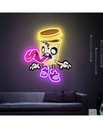 Enhance Your Home Bar or Halloween Bash with the Zombie Cup Led Uv Neon Sign - Perfect Wall Art Decor for an Undead Atmosphere