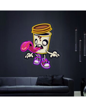 Enhance Your Home Bar or Halloween Bash with the Zombie Cup Led Uv Neon Sign - Perfect Wall Art Decor for an Undead Atmosphere