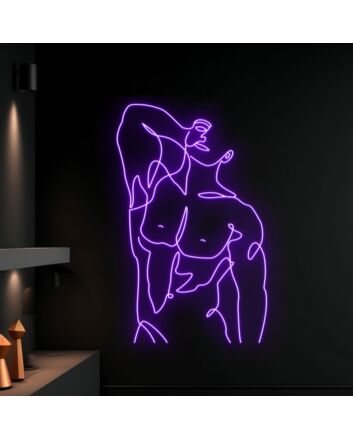 Add a Splash of Color to Your Bar, Club or LGBTQ+ Events with Bikini Naked Male Led Neon Sign Gay Body Club Neon Led Sign in Vibrant Purple.