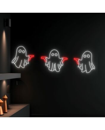 Add a Spooky Glow to Your Home, Office, or Halloween Party with Boo Ghost Shooting Led Neon Sign Home Room Decor.