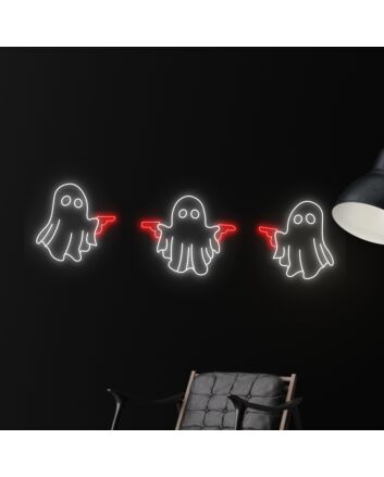Add a Spooky Glow to Your Home, Office, or Halloween Party with Boo Ghost Shooting Led Neon Sign Home Room Decor.