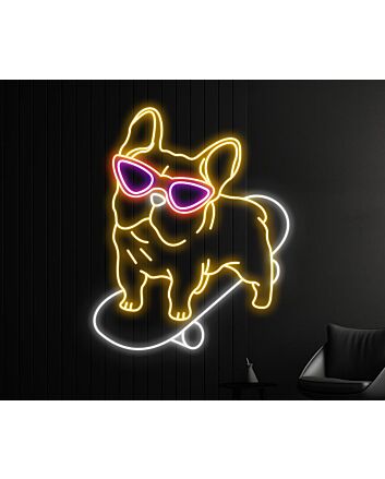 Brighten Up Your Space: Perfect for Home Decor, Parties, and Bars - Bulldog Skateboarding Led Neon Sign