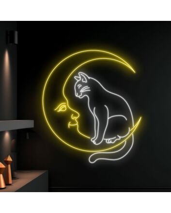 Brighten Up Any Space from Homes to Bars: Cat And Moon Led Neon Sign Animal Lover Neon Light Love Moon Led Light for a Unique Touch