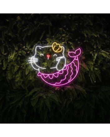 Bring Whimsy to Your Nursery, Spa, or Store with Cat Mermaid Decor Led Neon Light Cat Spa Led Light Nursery Deco.