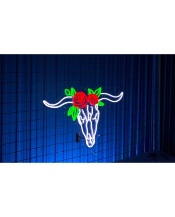 Brighten Up Your Space: Cow Skull Head Led Neon Sign for an Edgy Home Decor, Chic Office Vibe, or the Ultimate Bar and Party Atmosphere.
