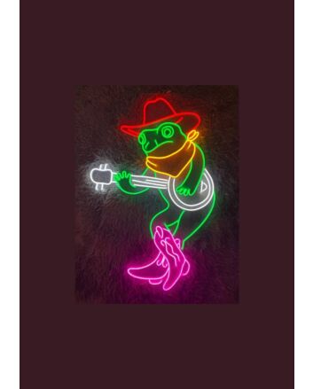 Brighten Up Your Space: From Home Bars to Western Theme Parties with Cowboy Frog Playing Guitar Led Neon Sign Custom Cowboy Neon Light Cowboy Decor.