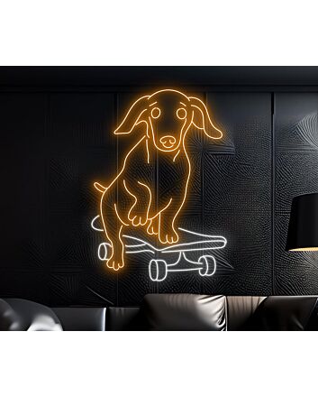 Elevate Your Space with Cute Dog Skateboarder Led Sign – Perfect for Home Decor, Bars, and Party Ambiance.