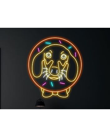 Brighten Up Your Bakery, Home, or Pet-Friendly Cafe with Dachshund Donut Bakery LED Sign Dachshund Neon Light Decor.