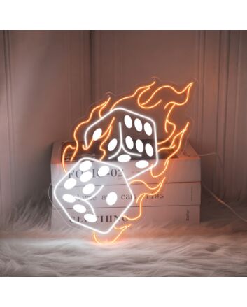 Brighten Up Your Game Night or Casino-themed Party with the Spectacular Dice Fire Casino Poker Casino LED Sign Decor.