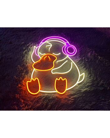 Add a Quirky Twist to Your Holidays: Duck Wearing Headphone Christmas Decor LED Neon Sign Perfect for Home, Office, and Festive Celebrations