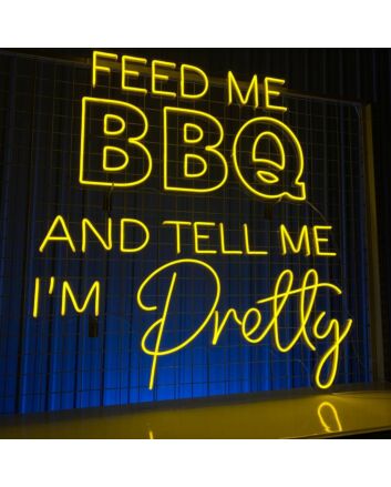 Brighten Up Your Kitchen or Backyard Bash with the "Feed Me BBQ and Tell Me I'm Pretty" LED Neon Sign