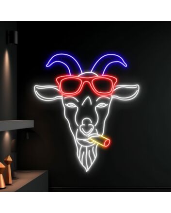Light Up Your Night: Goat Smoking LED Neon Sign for Trendy Home Decor, Vibrant Parties, and Unique Bar or Club Ambiance