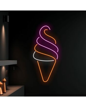 Brighten Up Your Space: Ice Cream Neon Led Light for Cream Coffee Shop, Home Decor, and Special Events Wall Accent