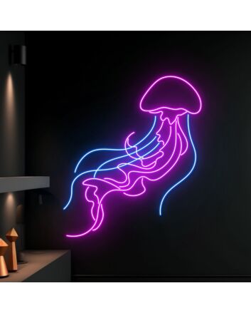 Brighten Your Space with the Jelly Fish Led Neon Sign: Perfect for Home Decor, Bars, and Animal Lovers&#039; Celebrations