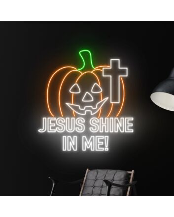 Brighten Your Celebrations: Jesus Shine In Me Led Neon Sign Thanksgiving Pumpkin Sign Custom Pumpkin for Home, Office, Store Decor, and Special Events like Weddings and Parties.