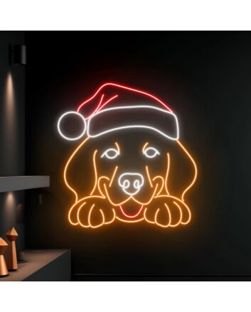 Brighten Your Festive Season: Perfect for Home Decor, Office Celebrations, and Christmas Parties - Labrador Christmas Hat LED Neon Sign