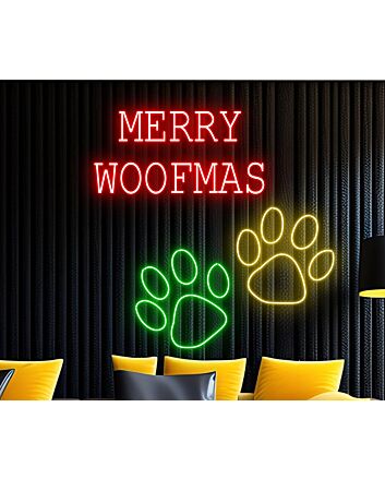Merry Woofmas Paw Dog Led Neon Sign Hohoho Christmas Led Sign