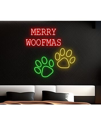 Merry Woofmas Paw Dog Led Neon Sign Hohoho Christmas Led Sign