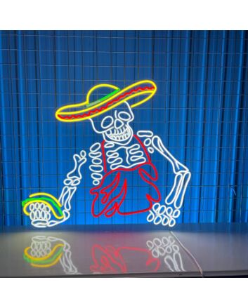Mexican Skeleton Eating Tacos Led Neon Sign Skeleton Led Sign