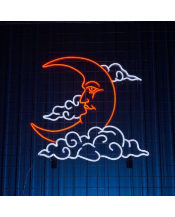 Moon And Clouds Led Neon Sign Moon And Clouds Neon Light Moon Lover Led Sign
