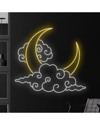 Moon And Clouds Led Neon Sign Moon Lover Led Sign
