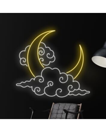 Moon And Clouds Led Neon Sign Moon Lover Led Sign