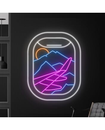 Plane Window View Mountain Led Neon Sign Custom View Mountain Led Sign