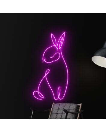 Rabbit Led Neon Sign Custom Rabbit Led Sign Cute Animal Club Decor