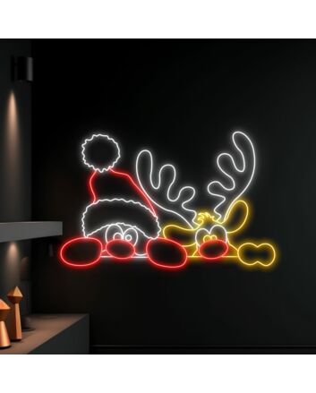 Reindeer Christmas Hat Led Neon Sign Reindeer Christmas Led Sign
