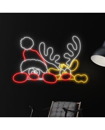 Reindeer Christmas Hat Led Neon Sign Reindeer Christmas Led Sign
