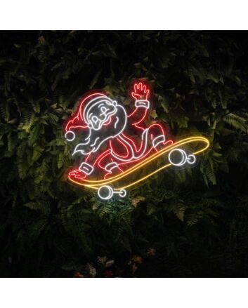 Santa Claus Skateboarding Led Neon Sign