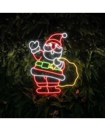 Santa Claus With Gift Bag Led Neon Sign