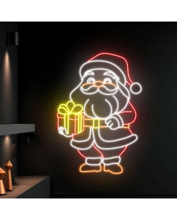 Santa Claus With Gift Led Neon Sign Santa Claus Christmas Led Sign
