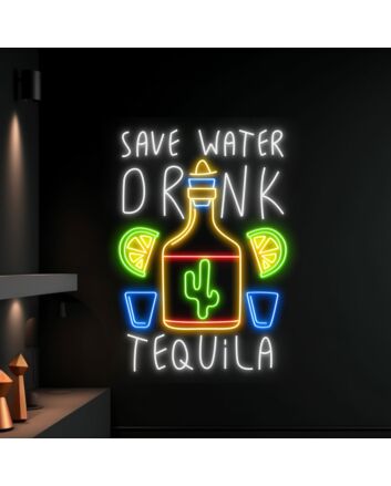 Save Water Drink Tequila Led Neon Sign