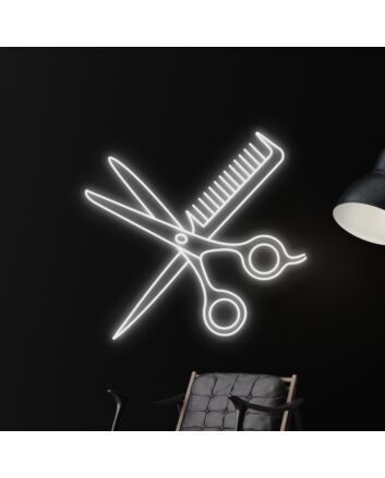 Scissors And Comb Neon Led Sign Welcome Spa Logo Deco Barber Led Neon Light