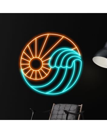 Sea With The Sun Led Sign Summer Beach Lover Neon Light Sunset Led Sign Room Decor