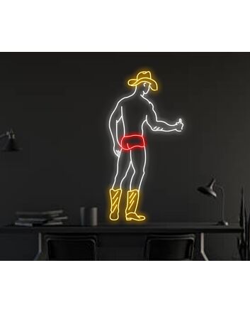 Sexy Body Gay Man Cowboy Hat Led Sign Howdy Gay Man Neon Light Christmas Decor