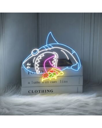 Shark Eat Pizza Led Neon Sign Funny Shark Shark Neon Light