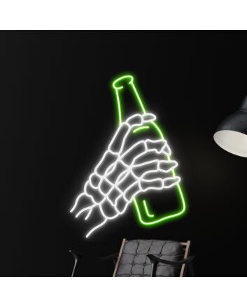 Skeleton Drinking Beer Led Neon Sign