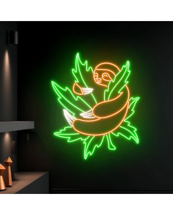 Sloth Holding Leaf Led Neon Sign Smoking Machine Led Sign Smoking